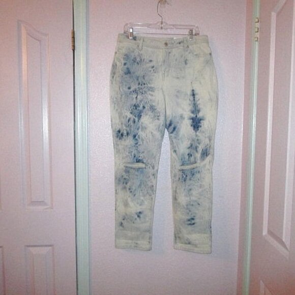 NWT Style & Co TIE DYE Stretch Size 12 JEANS Boyfriend CURVY Denim HIGH RISE - Picture 2 of 12